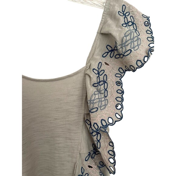 Umgee Eyelet Embroidered Top Ruffle Fairy Boho Cottage Butterfly Scoop Back Sz S - Picture 2 of 11